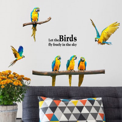 Beautiful Flying Parrot PVC Wall Sticker Birds Animal Kids Bedroom Decal   112493732772